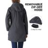 imageOutdoor Ventures Womens Softshell Jacket with Removable Hood Fleece Lined Windbreaker Insulated Long Warm Rain JacketDark Grey Heather