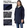 imageOutdoor Ventures Womens Softshell Jacket with Removable Hood Fleece Lined Windbreaker Insulated Long Warm Rain JacketDeep Blue