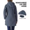 imageOutdoor Ventures Womens Softshell Jacket with Removable Hood Fleece Lined Windbreaker Insulated Long Warm Rain JacketGrey Blue Heather