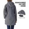 imageOutdoor Ventures Womens Softshell Jacket with Removable Hood Fleece Lined Windbreaker Insulated Long Warm Rain JacketMid Grey