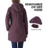 imageOutdoor Ventures Womens Softshell Jacket with Removable Hood Fleece Lined Windbreaker Insulated Long Warm Rain JacketPurplish Red Heather