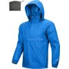 imageOutdoor Ventures Mens Rain Jacket Waterproof Lightweight Packable Rain Pullover for Hiking Golf RunningBright Blue