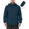 imageOutdoor Ventures Mens Rain Jacket Waterproof Lightweight Packable Rain Shell Raincoat with Hood for Golf Hiking TravelSteel Blue