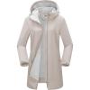 imageOutdoor Ventures Womens Softshell Jacket with Removable Hood Fleece Lined Windbreaker Insulated Long Warm Rain JacketKhaki