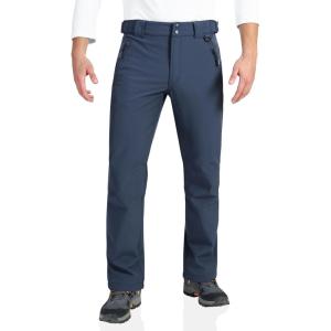 imageOutdoor Ventures Mens Lite Waterproof Windproof Fleece Lined Warm Hiking Ski Snow Pants ExpandableWaistDark Denim Natural Waist