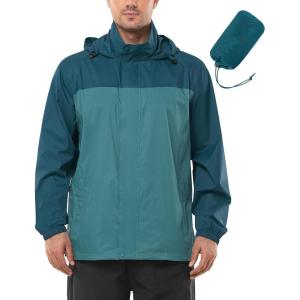 imageOutdoor Ventures Mens Rain Jacket Waterproof Lightweight Packable Rain Shell Raincoat with Hood for Golf Hiking TravelCadet BlueNight Blue