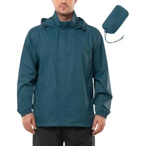 imageOutdoor Ventures Mens Rain Jacket Waterproof Lightweight Packable Rain Shell Raincoat with Hood for Golf Hiking TravelDark Cyan