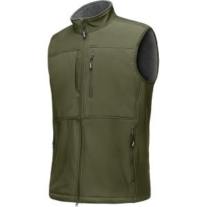 imageOutdoor Ventures Mens Running Vest Outerwear Lightweight Windproof FleeceLined Softshell Sleeveless Jacket for GolfArmy Green7 Pockets