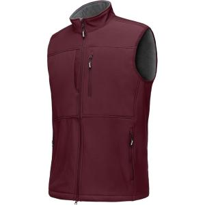 imageOutdoor Ventures Mens Running Vest Outerwear Lightweight Windproof FleeceLined Softshell Sleeveless Jacket for GolfBurgundy7 Pockets