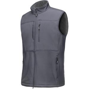 imageOutdoor Ventures Mens Running Vest Outerwear Lightweight Windproof FleeceLined Softshell Sleeveless Jacket for GolfCool Grey7 Pockets