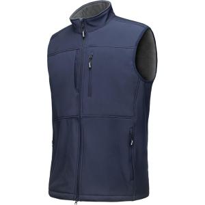 imageOutdoor Ventures Mens Running Vest Outerwear Lightweight Windproof FleeceLined Softshell Sleeveless Jacket for GolfDark Denim7 Pockets