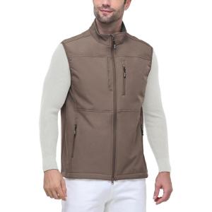 imageOutdoor Ventures Mens Running Vest Outerwear Lightweight Windproof FleeceLined Softshell Sleeveless Jacket for GolfLight Brown7 Pockets