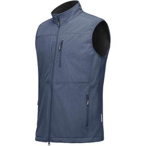 imageOutdoor Ventures Mens Running Vest Outerwear Lightweight Windproof FleeceLined Softshell Sleeveless Jacket for GolfNavy Heather7 Pockets