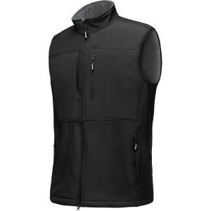 imageOutdoor Ventures Mens Running Vest Outerwear Lightweight Windproof FleeceLined Softshell Sleeveless Jacket for GolfNew Black7 Pockets