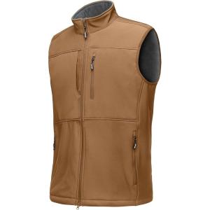 imageOutdoor Ventures Mens Running Vest Outerwear Lightweight Windproof FleeceLined Softshell Sleeveless Jacket for GolfRubber Brown7 Pockets