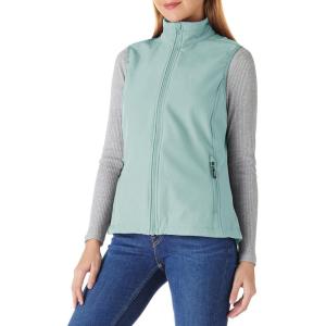 imageOutdoor Ventures Womens Lightweight Softshell Vest Windproof Fleece Lined Zip Up Sleeveless Jacket for Running Hiking GolfGreen