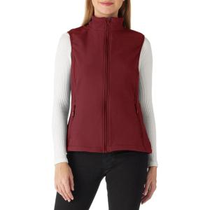 imageOutdoor Ventures Womens Lightweight Softshell Vest Windproof Fleece Lined Zip Up Sleeveless Jacket for Running Hiking GolfRed
