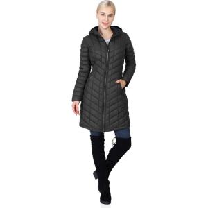 imageOutdoor Ventures Womens Maryan Hooded Ultra Lightweight Warm Thermolite Long Puffer CoatBlack Newmatteavg36 Long Length