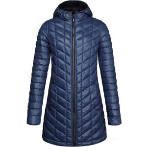 imageOutdoor Ventures Womens Maryan Hooded Ultra Lightweight Warm Thermolite Long Puffer CoatDeep Blueshinyavg32 Mid Length