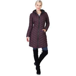 imageOutdoor Ventures Womens Maryan Hooded Ultra Lightweight Warm Thermolite Long Puffer CoatPurpleavg36 Long Length