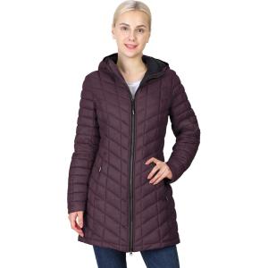 imageOutdoor Ventures Womens Maryan Hooded Ultra Lightweight Warm Thermolite Long Puffer CoatPurplematteavg32 Mid Length