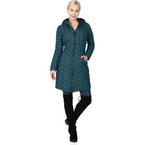 imageOutdoor Ventures Womens Maryan Hooded Ultra Lightweight Warm Thermolite Long Puffer CoatTealmatteavg36 Long Length