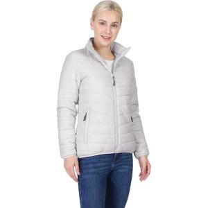 imageOutdoor Ventures Womens Packable FullZip Short Puffer Jacket Insulated Quilted Warm Lightweight Winter CoatLight Greyfold in Bag