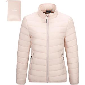 imageOutdoor Ventures Womens Packable FullZip Short Puffer Jacket Insulated Quilted Warm Lightweight Winter CoatPinkfold in Pocket