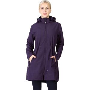 imageOutdoor Ventures Womens Softshell Jacket with Removable Hood Fleece Lined Windbreaker Insulated Long Warm Rain JacketDark Purple Heather
