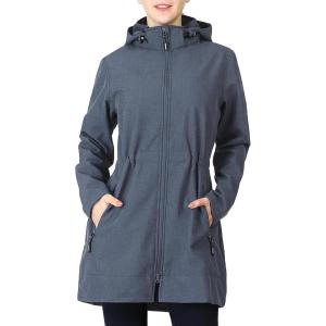 imageOutdoor Ventures Womens Softshell Jacket with Removable Hood Fleece Lined Windbreaker Insulated Long Warm Rain JacketGrey Blue Heather