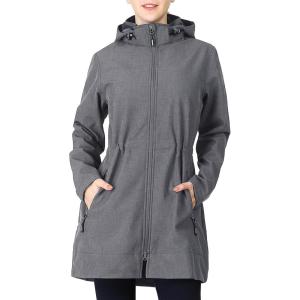 imageOutdoor Ventures Womens Softshell Jacket with Removable Hood Fleece Lined Windbreaker Insulated Long Warm Rain JacketMid Grey