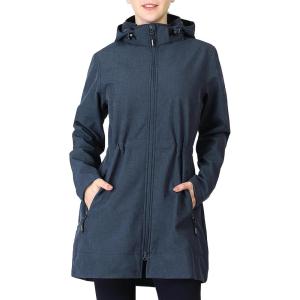 imageOutdoor Ventures Womens Softshell Jacket with Removable Hood Fleece Lined Windbreaker Insulated Long Warm Rain JacketNavy Heather