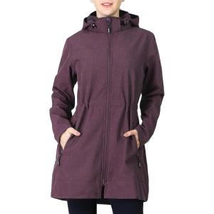 imageOutdoor Ventures Womens Softshell Jacket with Removable Hood Fleece Lined Windbreaker Insulated Long Warm Rain JacketPurplish Red Heather