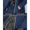 imageOutdoor Ventures Womens Lightweight Waterproof Fleece Lined Hooded Softshell Rain Jacket Warm Windbreaker Long CoatDark Blue