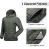 imageOutdoor Ventures Womens Packable Lightweight FullZip Puffer Jacket with Hood Quilted Winter CoatArmy Greenfold in Pocket