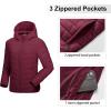imageOutdoor Ventures Womens Packable Lightweight FullZip Puffer Jacket with Hood Quilted Winter CoatDark Redfold in Pocket