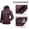 imageOutdoor Ventures Womens Packable Lightweight FullZip Puffer Jacket with Hood Quilted Winter CoatEggplantfold in Pocket
