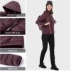 imageOutdoor Ventures Womens Packable Lightweight FullZip Puffer Jacket with Hood Quilted Winter CoatEggplantfold in Pocket