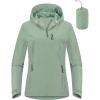 imageOutdoor Ventures Packable Rain Jacket Women Lightweight Waterproof Raincoat with Hood Cycling Bike JacketAqua Tone