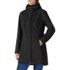 imageOutdoor Ventures Womens Lightweight Waterproof Fleece Lined Hooded Softshell Rain Jacket Warm Windbreaker Long CoatBlack