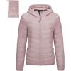 imageOutdoor Ventures Womens Packable Lightweight FullZip Puffer Jacket with Hood Quilted Winter CoatPale Rosyfold in Pocket