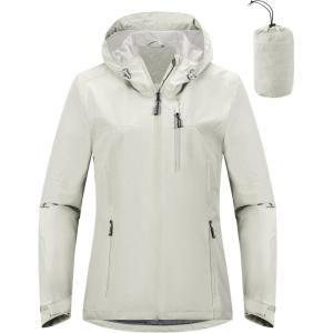 imageOutdoor Ventures Packable Rain Jacket Women Lightweight Waterproof Raincoat with Hood Cycling Bike JacketIce Grey