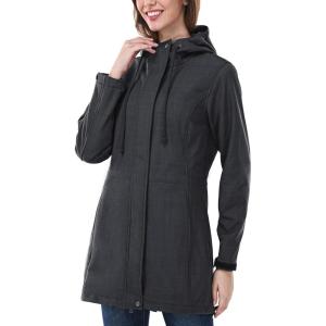 imageOutdoor Ventures Womens Lightweight Waterproof Fleece Lined Hooded Softshell Rain Jacket Warm Windbreaker Long CoatDark Greycheck