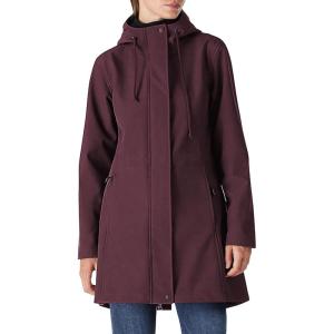 imageOutdoor Ventures Womens Lightweight Waterproof Fleece Lined Hooded Softshell Rain Jacket Warm Windbreaker Long CoatDark Wine