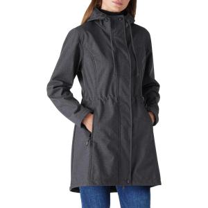 imageOutdoor Ventures Womens Lightweight Waterproof Fleece Lined Hooded Softshell Rain Jacket Warm Windbreaker Long CoatDarkgrey Melange