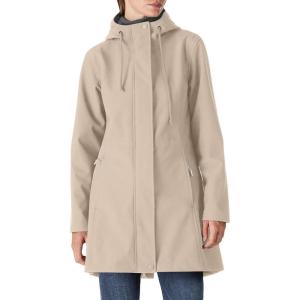 imageOutdoor Ventures Womens Lightweight Waterproof Fleece Lined Hooded Softshell Rain Jacket Warm Windbreaker Long CoatLight Khaki