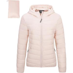 imageOutdoor Ventures Womens Packable Lightweight FullZip Puffer Jacket with Hood Quilted Winter CoatPinkfold in Pocket