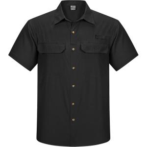imageOutdoor Ventures Mens Lightweight Short Sleeve Fishing Shirt UPF 50 Button Down Quick Dry Cooling Hiking Travel Safari ShirtBlack