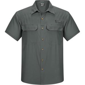 imageOutdoor Ventures Mens Lightweight Short Sleeve Fishing Shirt UPF 50 Button Down Quick Dry Cooling Hiking Travel Safari ShirtShadow Grey