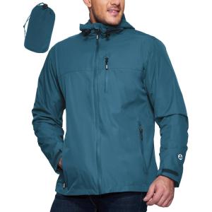 imageOutdoor Ventures Mens Packable Rain Jacket Waterproof Lightweight Raincoat with Hood Windproof Cycling JacketsChina Blue